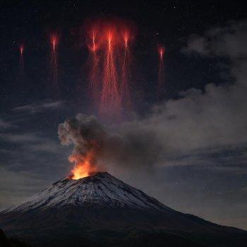 Captan raras luces cerca del volcán Popocatépetl: son red sprites, no ovnis