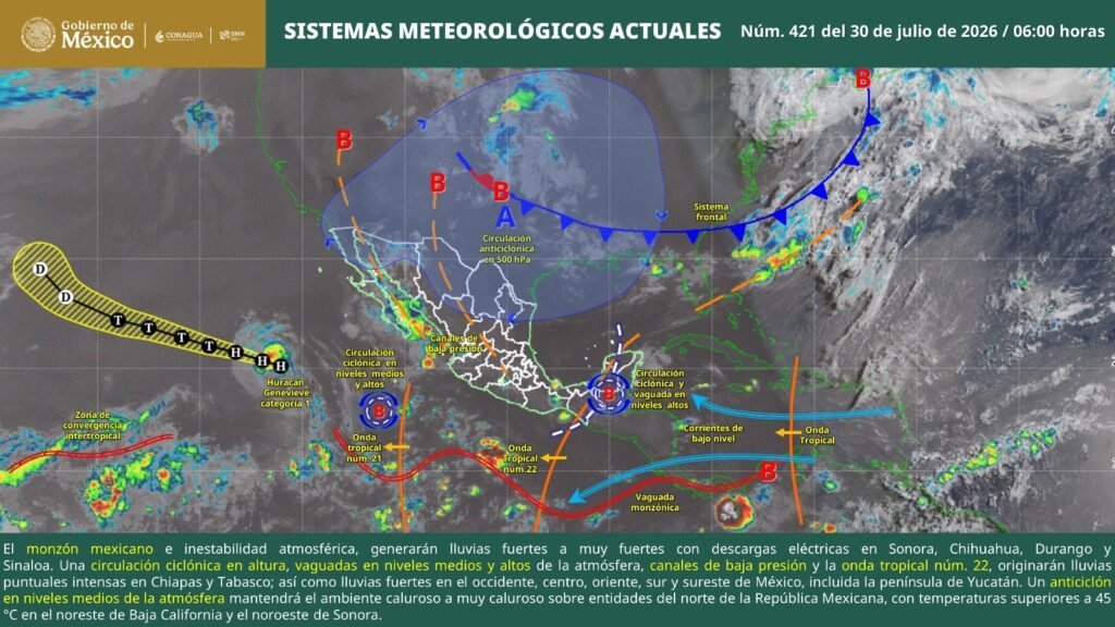 Oleaje elevado y lluvias intensas por onda tropical 22 en Oaxaca