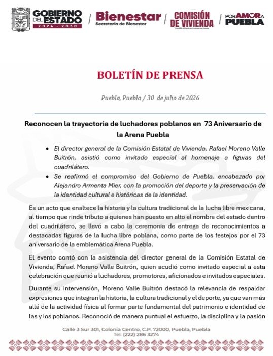 Reconocen a leyendas de la lucha libre poblana en 73 aniversario de la Arena Puebla