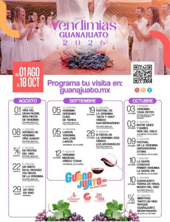 Guanajuato anuncia 16 vendimias enoturísticas del 1 de agosto al 18 de octubre
