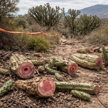 Indignación en Guanajuato: presunta tala de cactus garambullos de más de 500 años por carrera deportiva