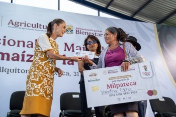 Presidenta Sheinbaum entrega apoyos de Milpateca en Oaxaca para proteger maíz nativo