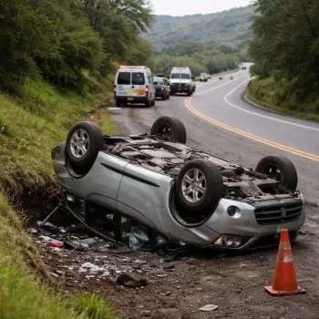 Mujer lesionada tras volcar en la Morelia-Quiroga