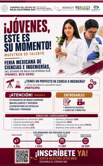 COSHCYTI lanza convocatoria para la FEMECI BCS 2026 y convoca a jóvenes científicos