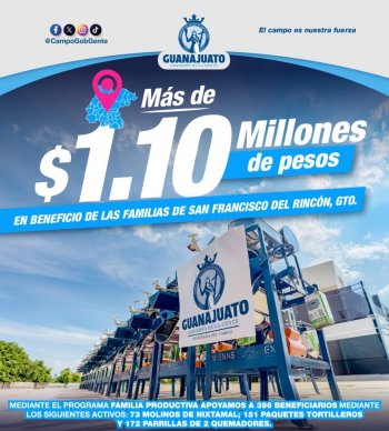 Entregan apoyos a 396 familias en San Francisco del Rincón para fortalecer economía rural