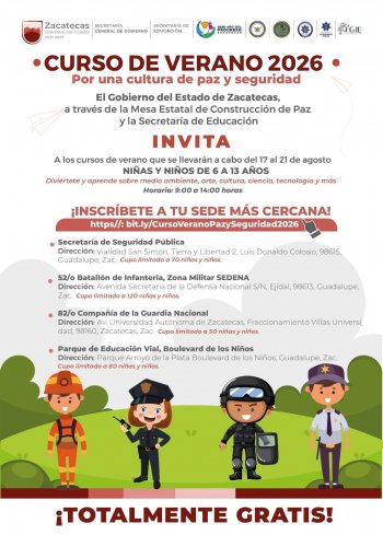 Gobierno de Zacatecas ofrecerá curso de verano para niñas, niños y adolescentes