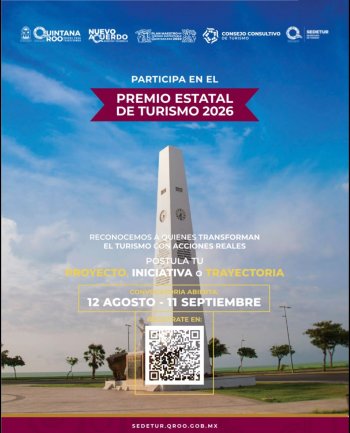 SEDETUR lanza convocatoria para el Premio Estatal de Turismo 2026 en Quintana Roo