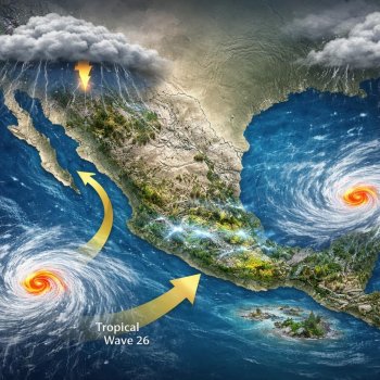 Monzón mexicano y onda tropical 26 provocan lluvias intensas en gran parte de México