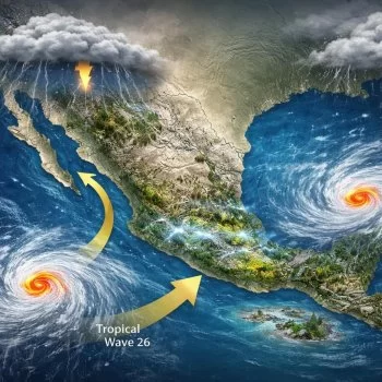 Monzón mexicano y onda tropical 26 provocan lluvias intensas en gran parte de México