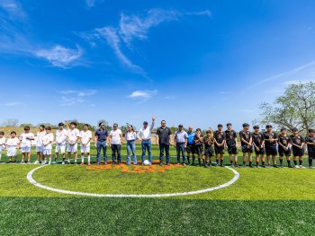 Gobernador de NL inaugura cancha 605 en Parque El Cuchillo y anuncia ampliación de presa