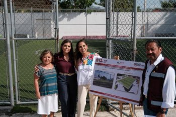 Anuncia Mara Lezama rehabilitación integral de cancha y parque en Villas Otoch Paraíso