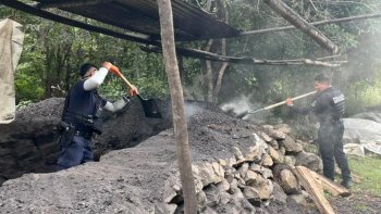 Policía Estatal Forestal clausura hornos y aserradero ilegales en Puebla