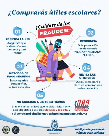 Policía Cibernética de Guanajuato alerta sobre fraudes en compras de útiles escolares