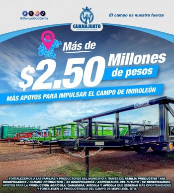 245 productores de Moroleón reciben apoyos por 2.5 mdp para el campo
