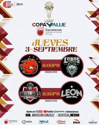 Zacatecas será sede de la Copa Value 2026 de basquetbol con los 8 mejores equipos de la