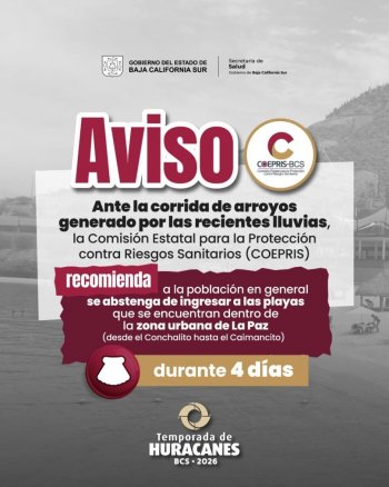 COEPRIS pide evitar playas urbanas de La Paz por cuatro días tras lluvias