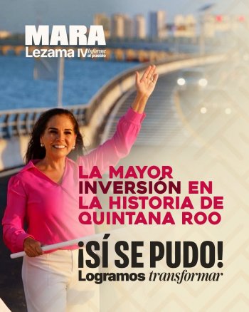 Puente Nichupté y Tren Maya: las obras que destacan en el 4º informe de Mara Lezama