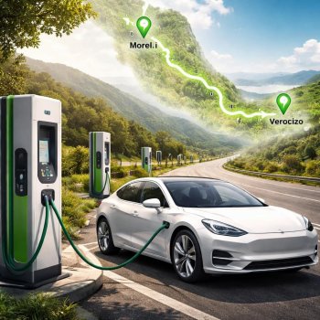 Ruta de 600 kilómetros con cargadores rápidos conecta Morelia y Veracruz para viajes en auto eléctrico