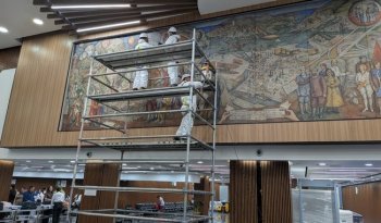 Restauran mural de Juan O'Gorman en el Aeropuerto de la Ciudad de México