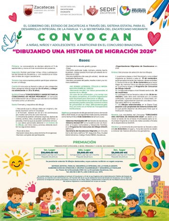 Zacatecas convoca a concurso binacional de dibujo sobre migración para niños y