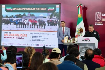 Más de mil 300 policías estatales resguardarán las Fiestas Patrias en Puebla