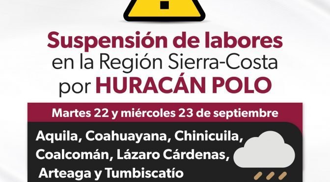 SEE suspende clases el 22 y 23 de septiembre en 7 municipios por huracán Polo