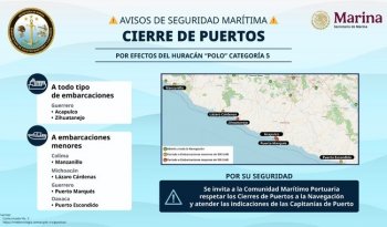 Huracán Polo categoría 4: Marina cierra puertos en Acapulco, Zihuatanejo y otras cinco zonas del Pacífico
