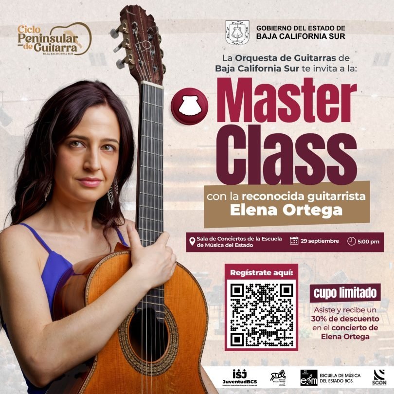Elena Ortega impartirá clase magistral gratuita de guitarra clásica en La Paz
