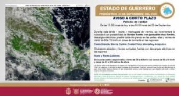 Guerrero emite aviso preventivo por lluvias fuertes por el huracán Polo y la onda tropical 41