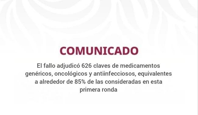 Salud concluye licitación de medicamentos 2027-2028 por casi 84 mil mdp