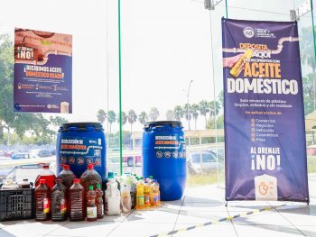 Agua y Drenaje de Monterrey suma 900 litros de aceite usado con la campaña "Al Drenaje No"