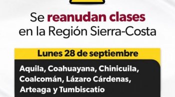 Reanudan clases presenciales en siete municipios de Michoacán tras paso del huracán Polo