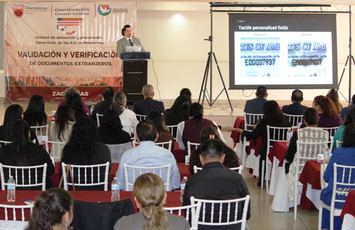Zacatecas y Consulado de EE.UU. capacitan a oficialías de los 58 municipios en validación de documentos