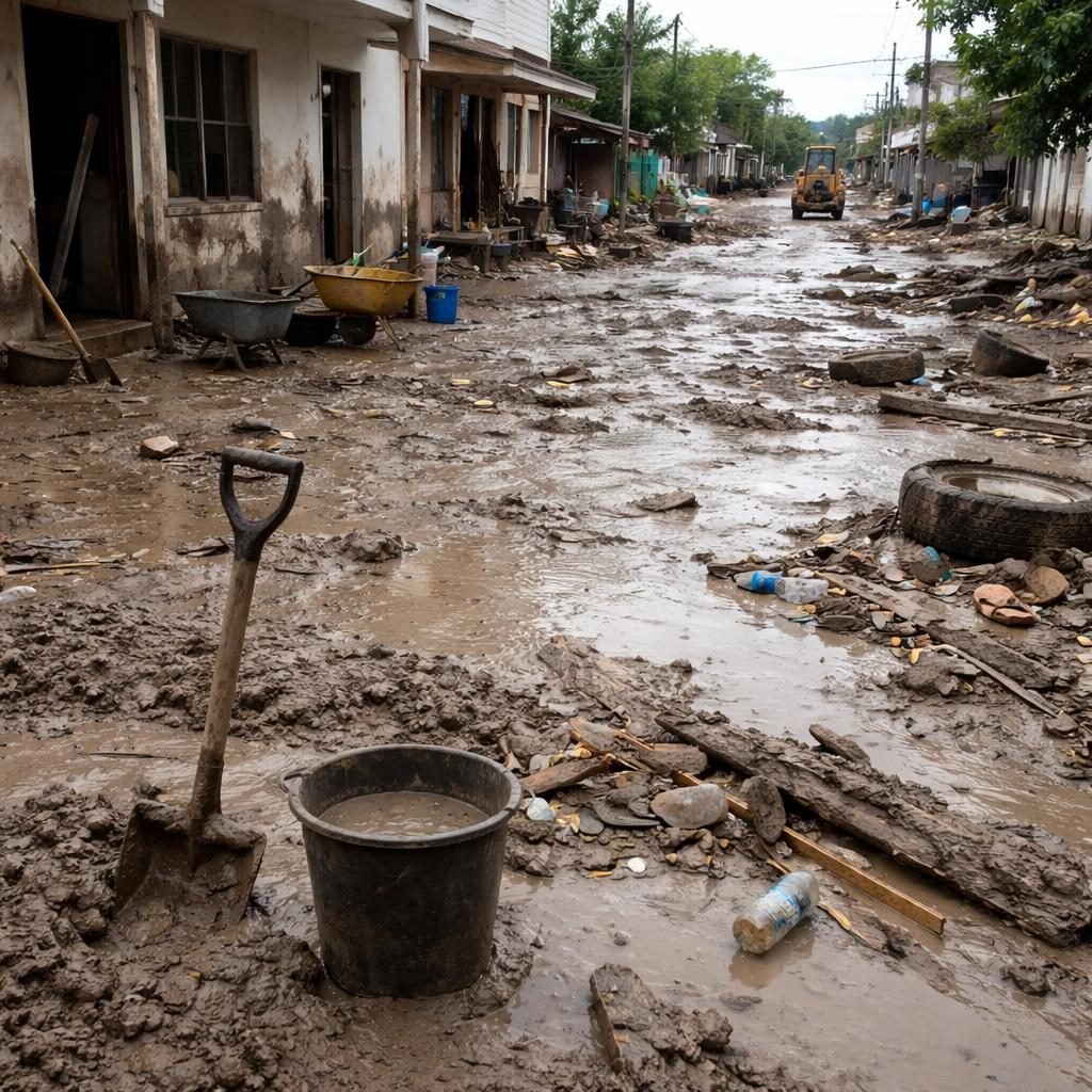 Lodo tras las inundaciones por el huracán Polo: un foco de infección y cómo limpiarlo de forma segura