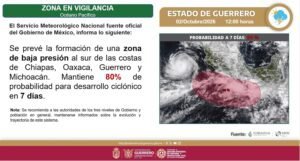 Guerrero activa protocolos por posible ciclón tropical en el Pacífico