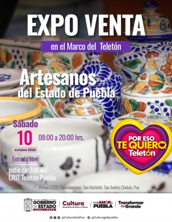 Artesanos de Puebla participan en expoventa del Evento Teletón 2026 en el CRIT