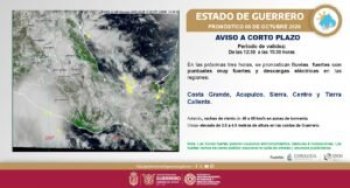 Guerrero emite aviso por lluvias fuertes en Costa Grande, Acapulco y otras regiones