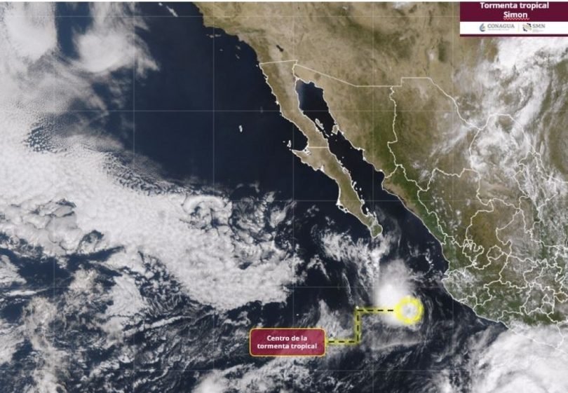 Tormenta tropical Simon sigue estacionaria a 435 km de Cabo San Lucas, Baja California Sur