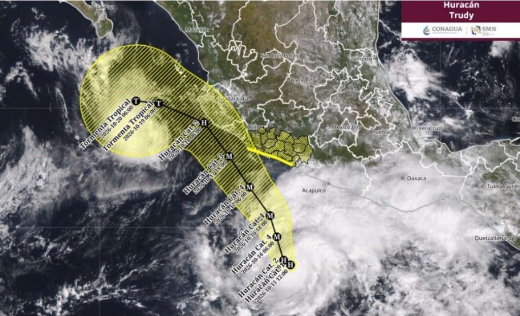Colima mantiene vigilancia por el huracán Trudy, frente a las costas de Guerrero