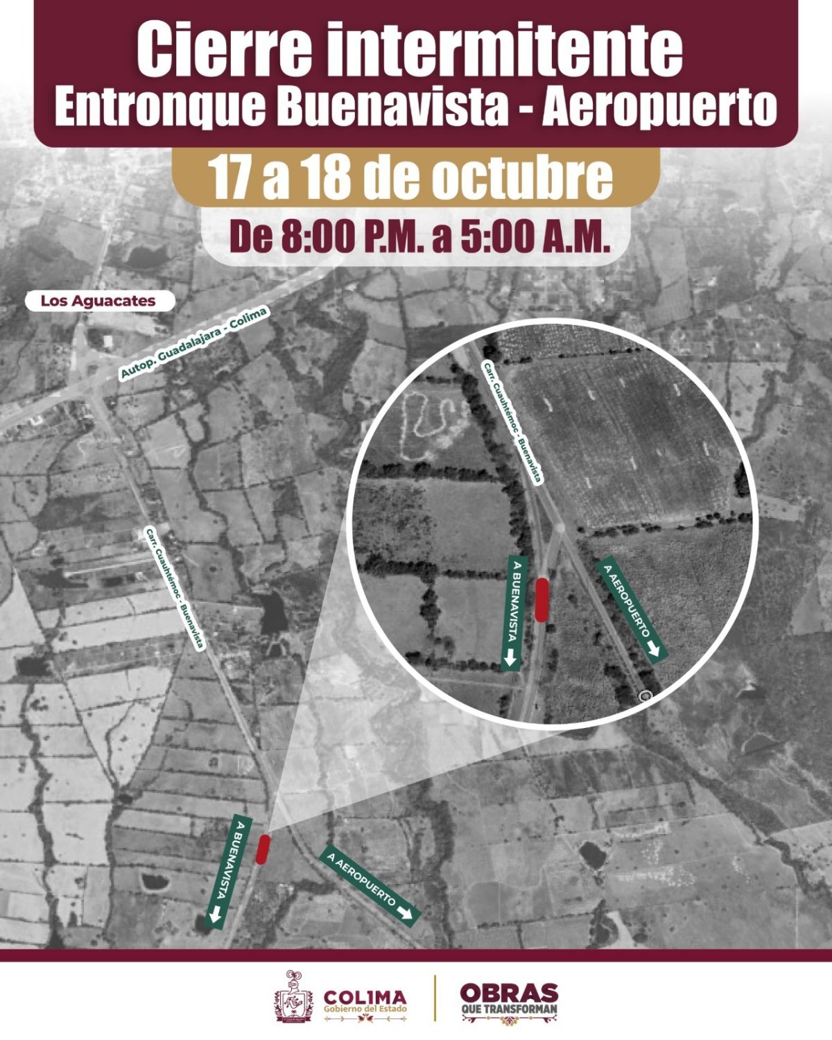 Seidum anuncia cierres intermitentes en el entronque Buenavista-Aeropuerto por obras del Macrolibramiento Sur
