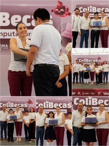 Entregan 2,286 computadoras gratuitas a estudiantes de Tecomán con ColiBecas
