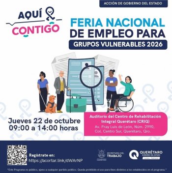 Feria Nacional de Empleo para Grupos Vulnerables 2026 en Querétaro: 20 empresas y más de 300 vacantes