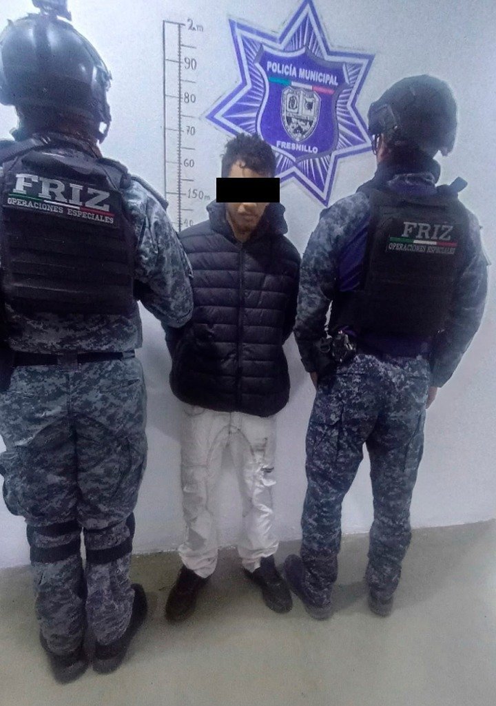 Detienen en Fresnillo a David de Jesús N., de 24 años, con orden de aprehensión por delito contra la salud