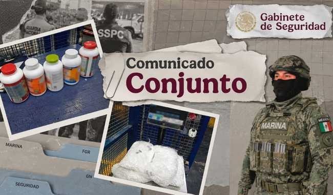 Aseguran 8,659 pastillas de hidrocodona ocultas en frascos de suplementos en el AICM