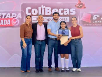 Entregan 187 computadoras a estudiantes de secundaria en Minatitlán, Colima