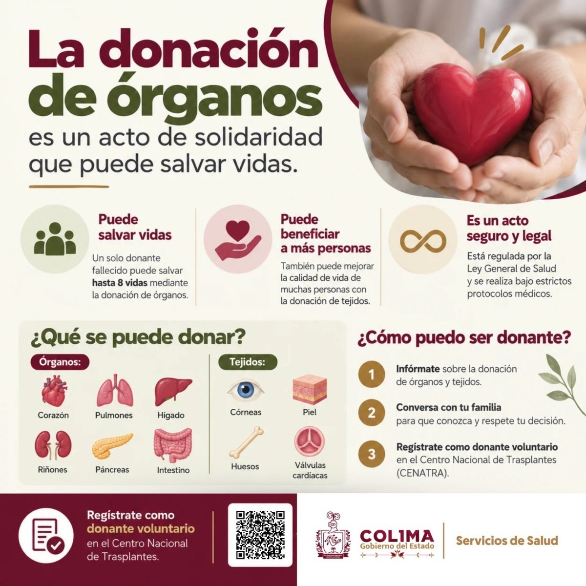 Una persona donante puede salvar hasta ocho vidas; Salud Colima promueve la donación de órganos