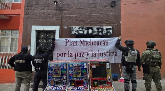 Aseguran 97 máquinas tragamonedas en seis cateos de La Piedad, Michoacán