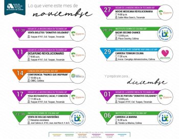 JAP Colima difunde agenda de noviembre con actividades de IAP para recaudar fondos