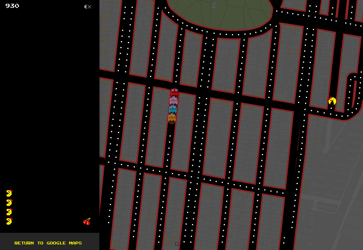 Cómo jugar al Ms Pac-man en Google Maps 