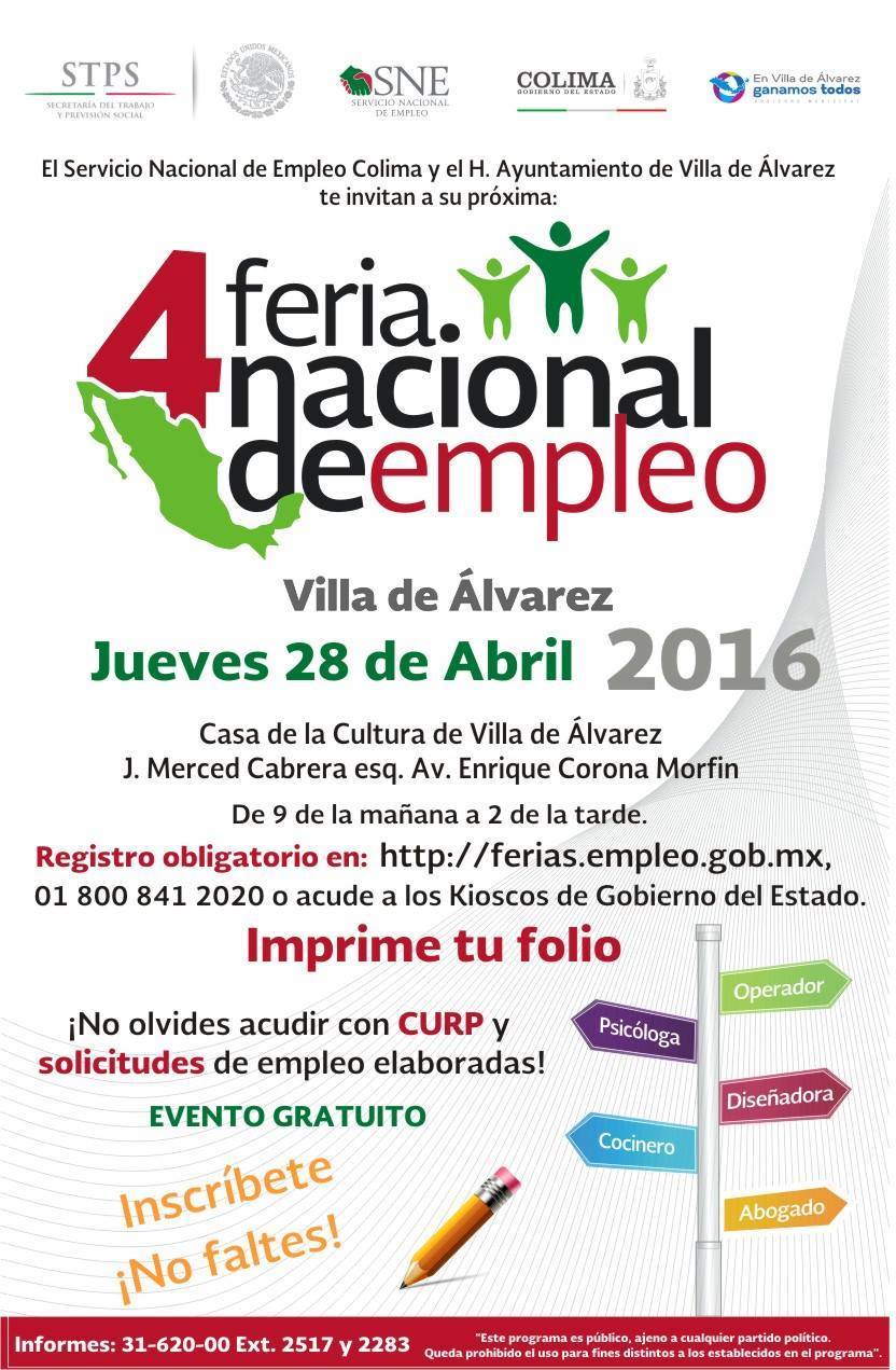 Más de 450 vacantes se ofertarán en cuarta Feria Nacional de Empleo